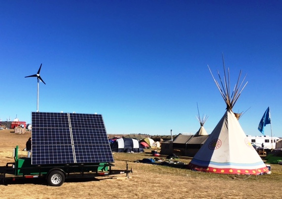 Solar Warrior trailer at Standing Rock protest